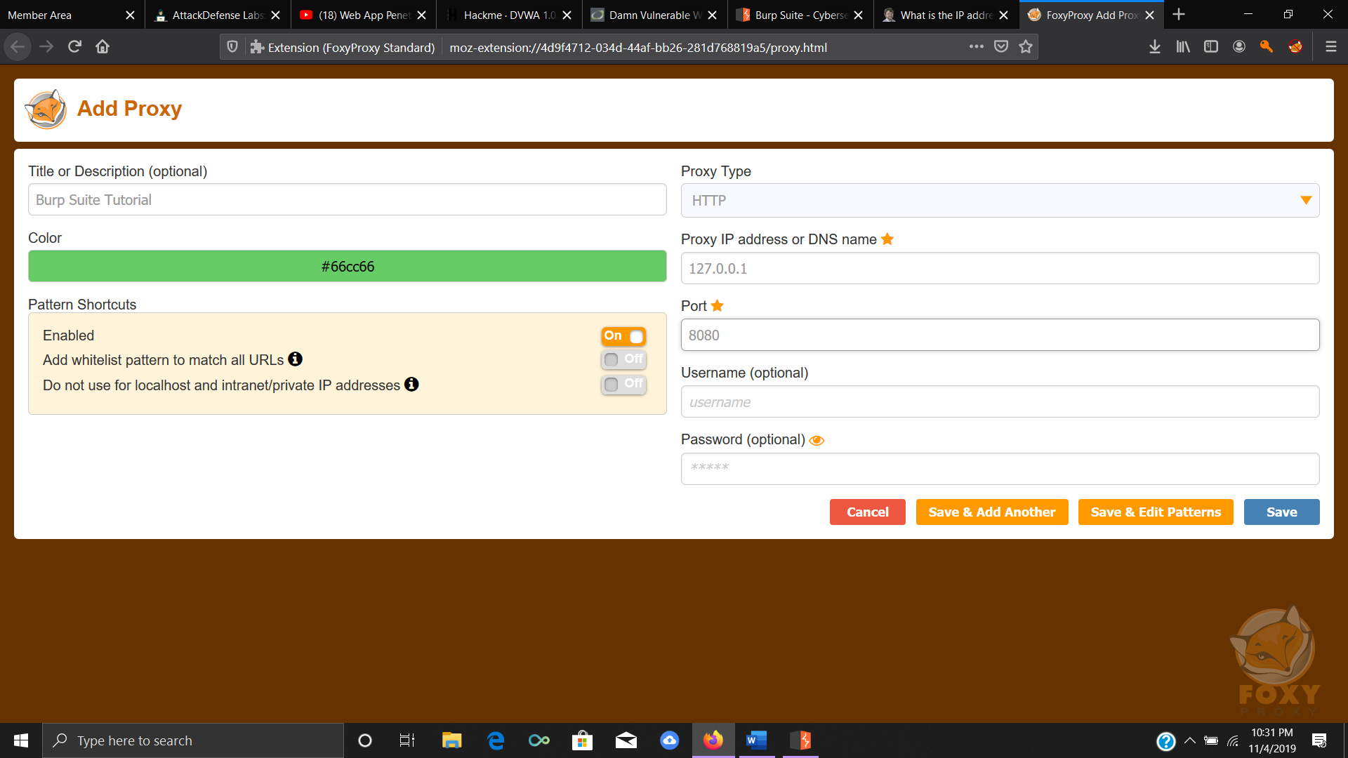 Configuring FoxyProxy