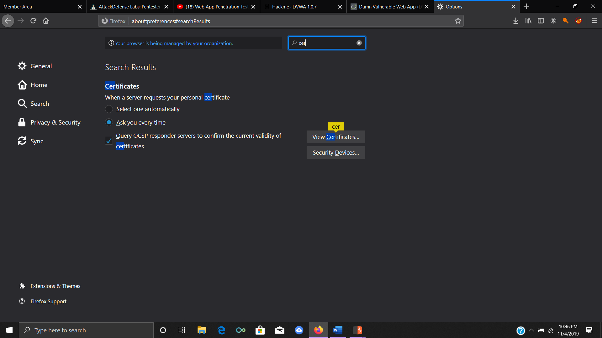 View Certificates