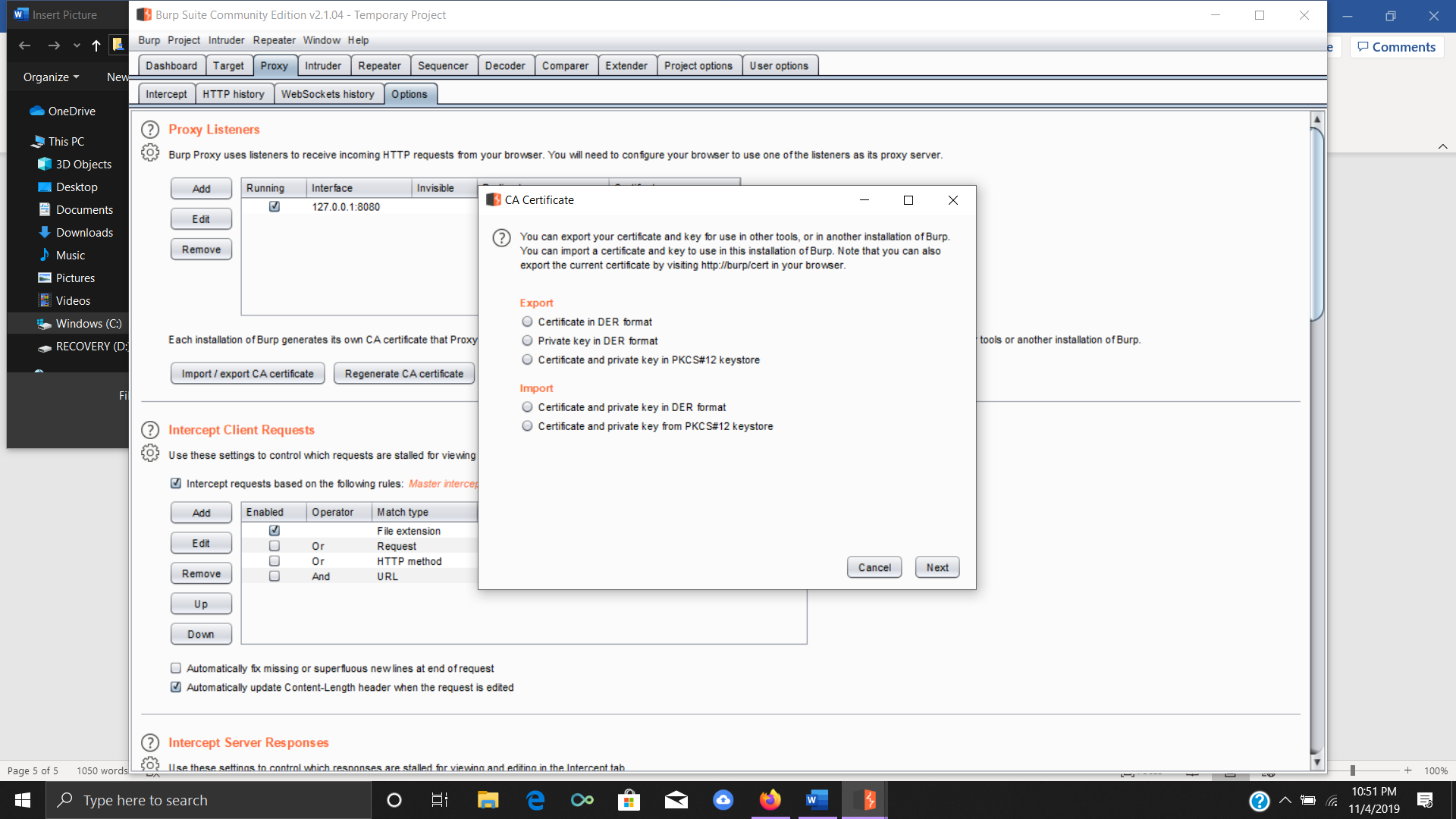 Configuring CA Certificate for Burp Suite