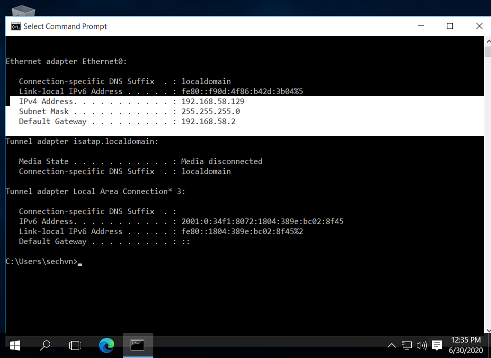 IPv4 Address, Subnet Mark, and Default Gateway examples
