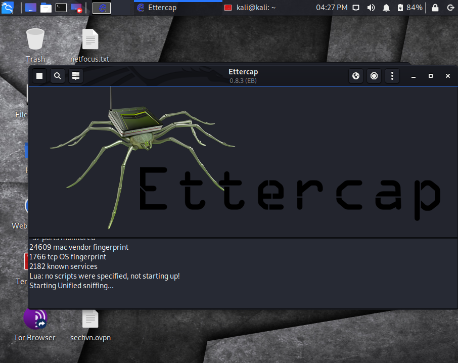 Ettercap unified sniffing to start our ARP spoofing