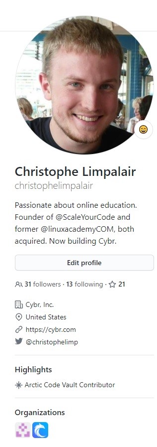 GitHub profile details example