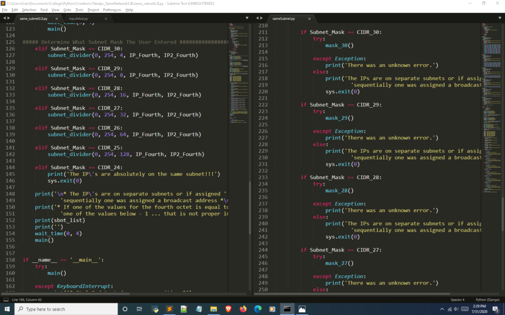 Python subnet calculator function allocation