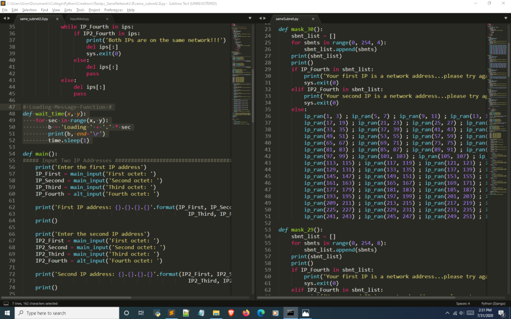 Python subnet calculator wait_time