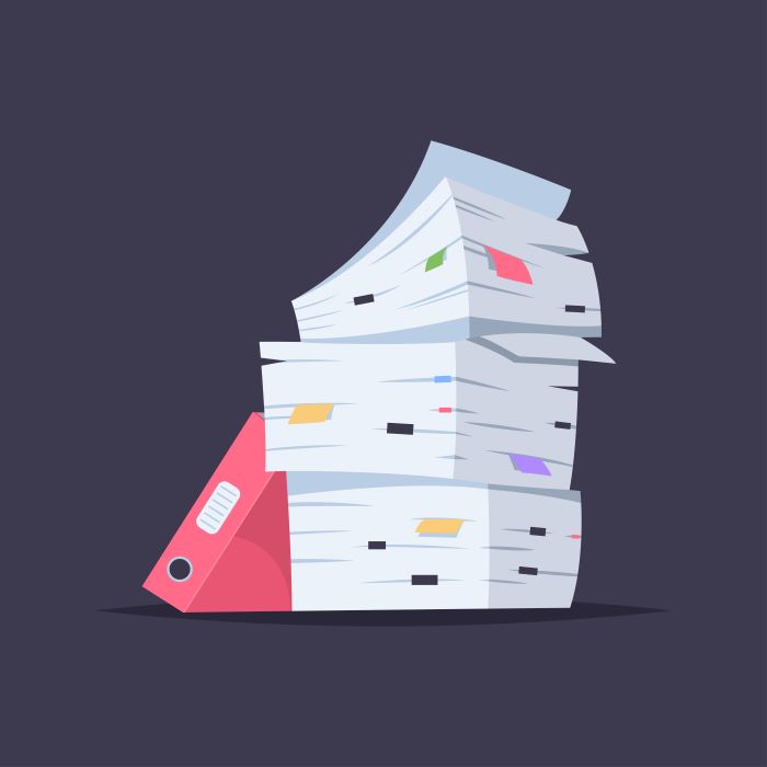 Illustration of a stack of documentation