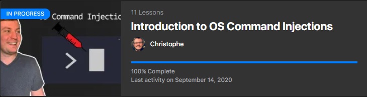 Introduction to OS Command Injections course banner