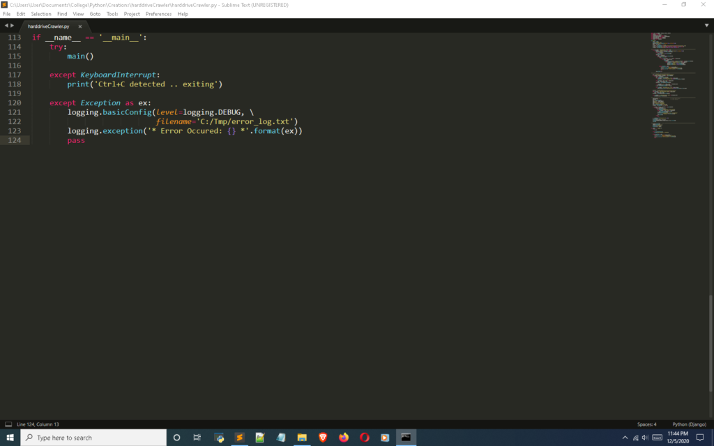 Main function block of the python data exfiltration tool
