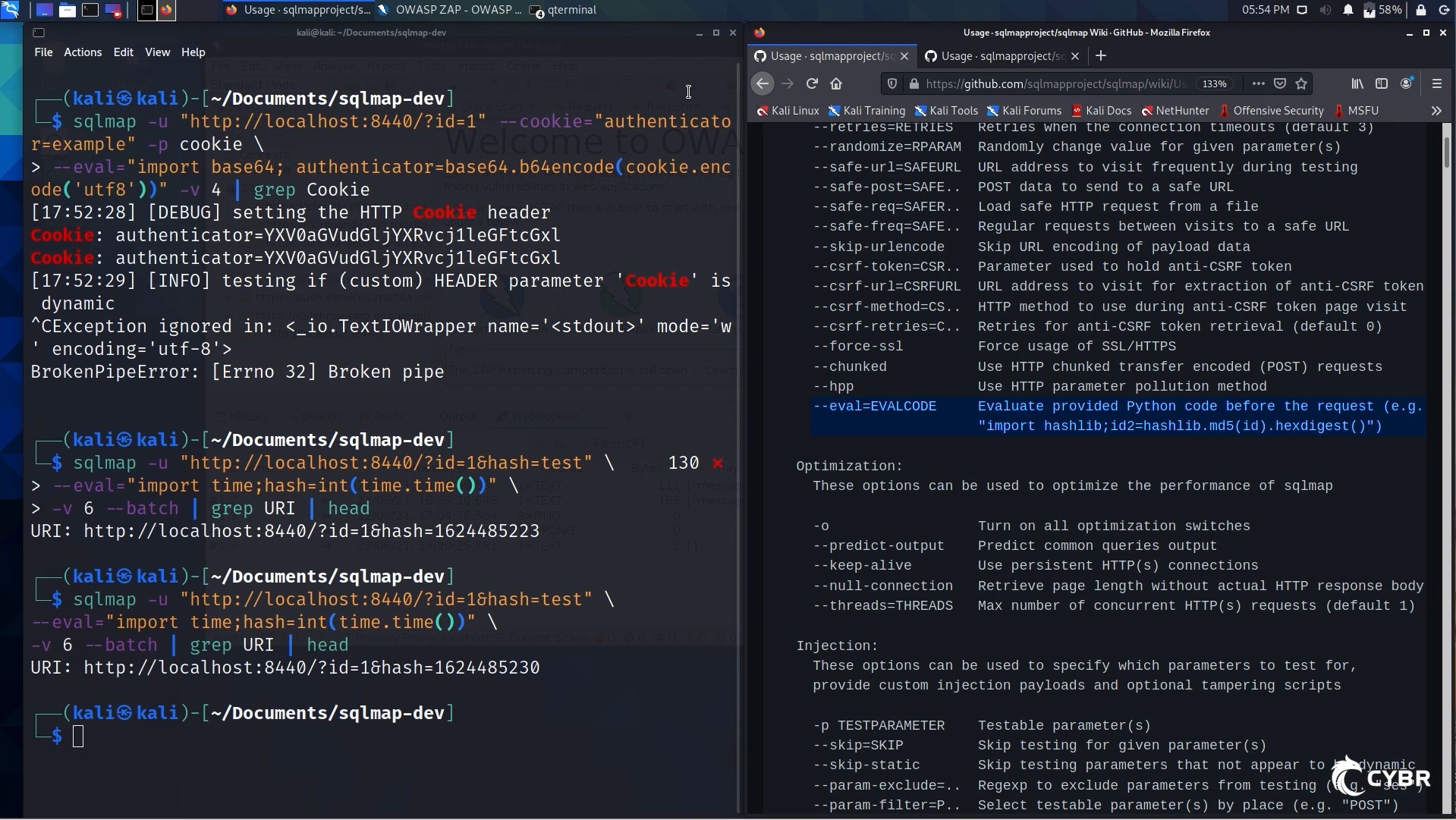 Using eval with sqlmap to write custom Python code that modifies data on the fly