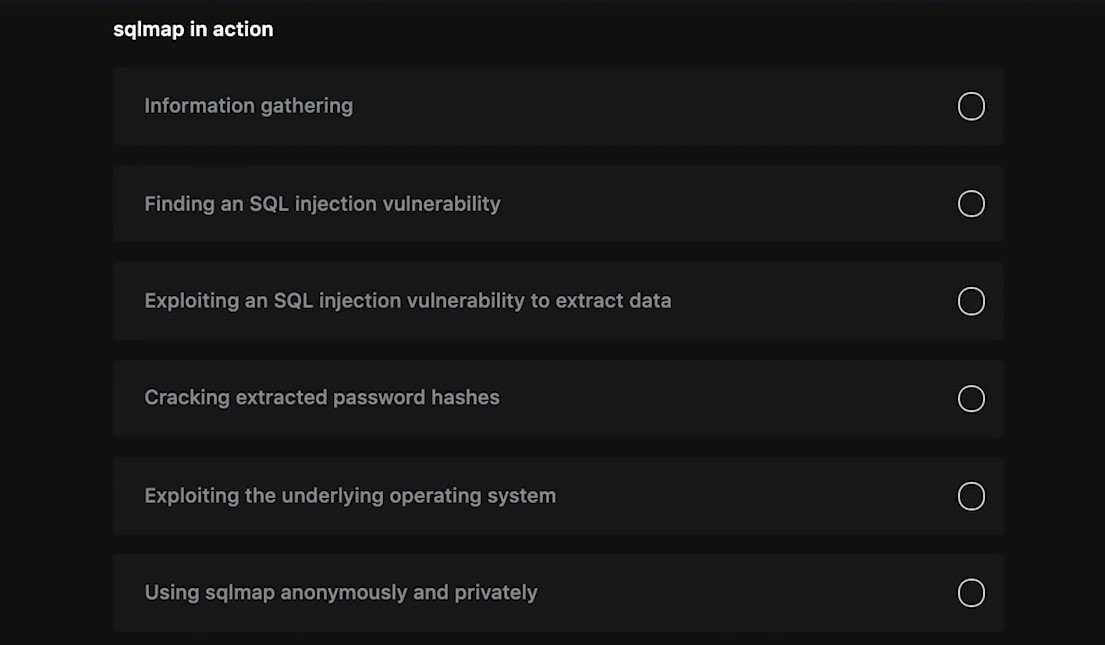 sqlmap in action section