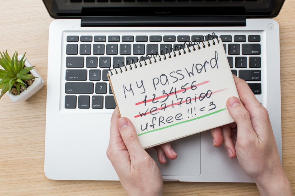Example of writing down password by hand