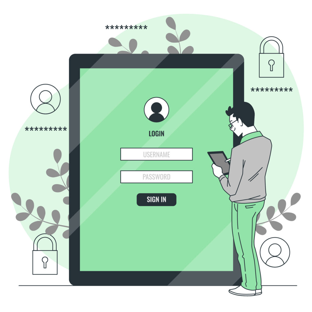 Login page and example of something you know