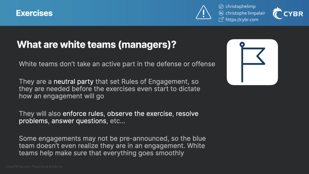 What are white teams for exercises?