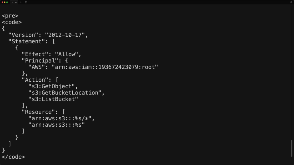 Example of a vulnerable S3 bucket policy that has a backdoor