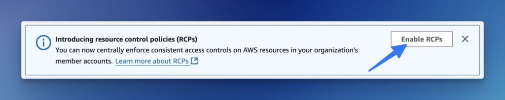 Enable RCPs form the AWS console