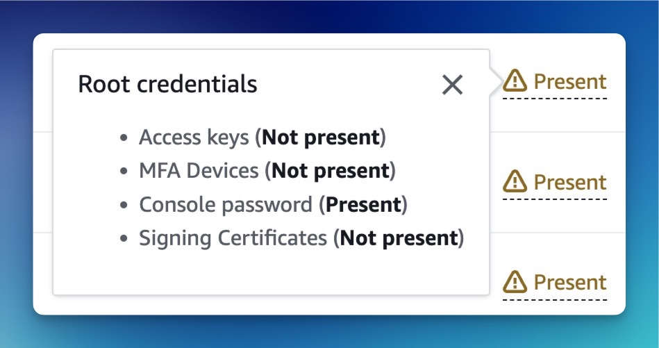 View which root credentials are present in member AWS accounts